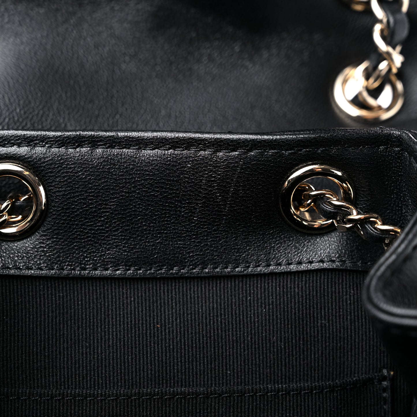 Lambskin Quilted Small Duma Drawstring Backpack Black