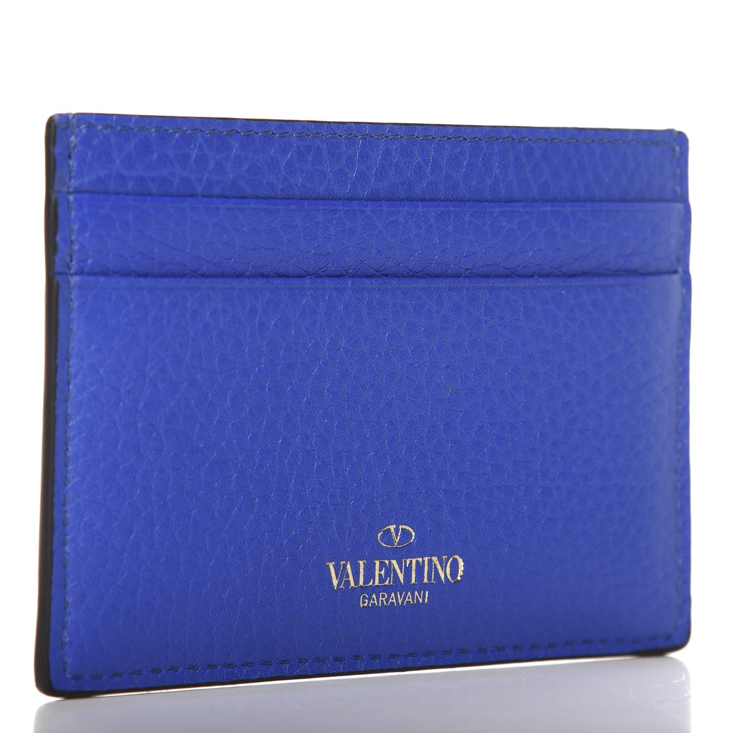 Valentino Garavani Pebbled Calfskin Rockstud Card Holder Acid Blue 3 of 7