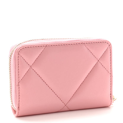 Chanel Lambskin Quilted Chanel 19 Zip Around Coin Purse Wallet Light Pink 3 of 7