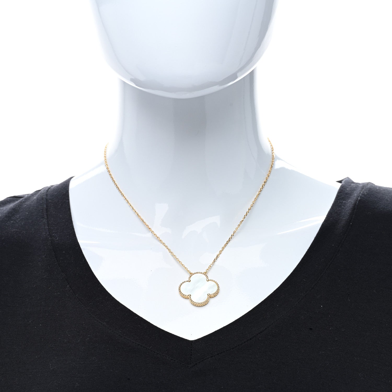 Van Cleef & Arpels 18K Yellow Gold Mother of Pearl Magic Alhambra Pendant Necklace 3 of 4