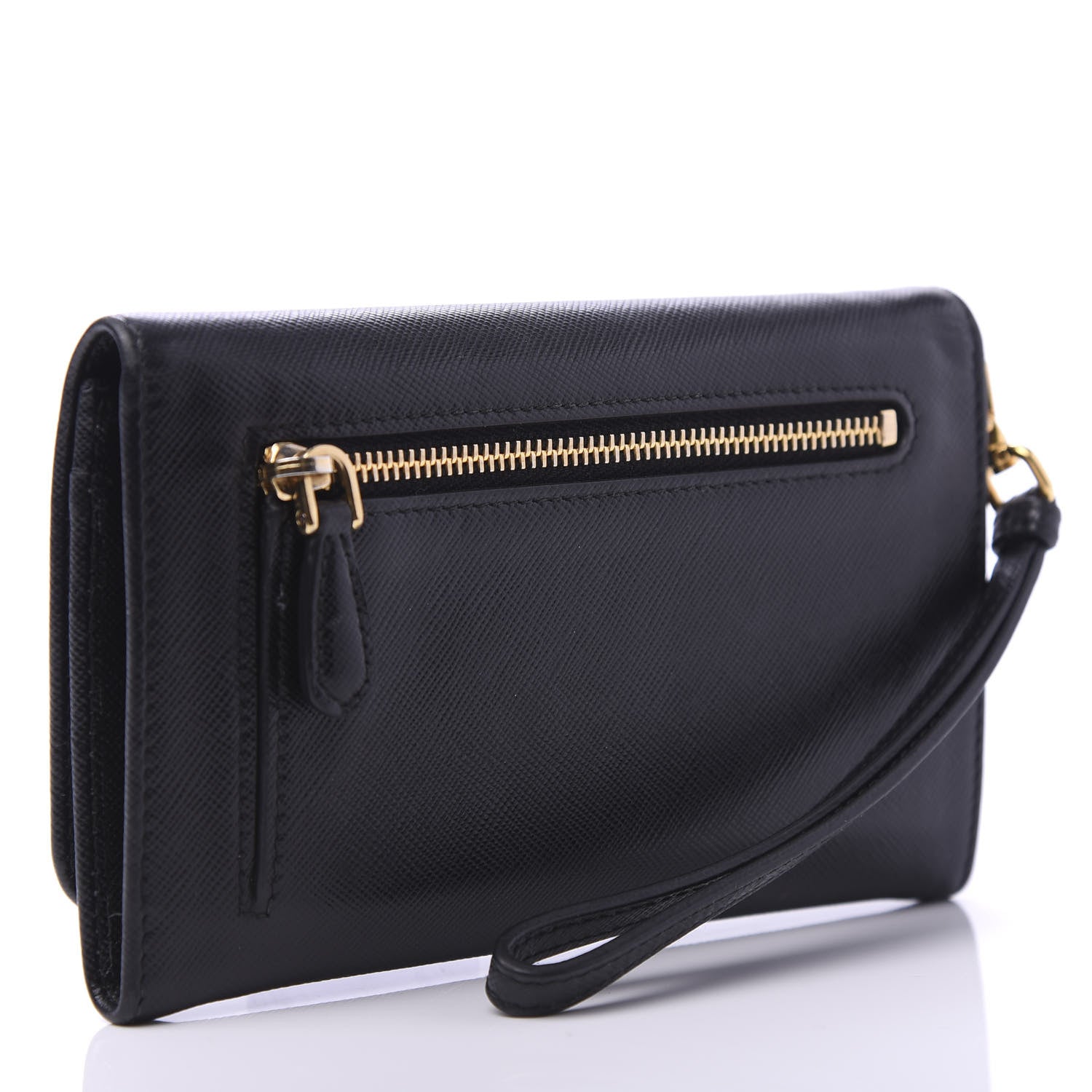 Prada Saffiano Metal Wristlet Black 3 of 9