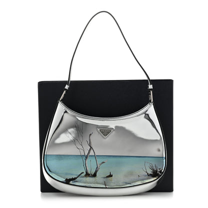 Prada Spazzolato Ocean Print Cleo Shoulder Bag Argento 11 of 11