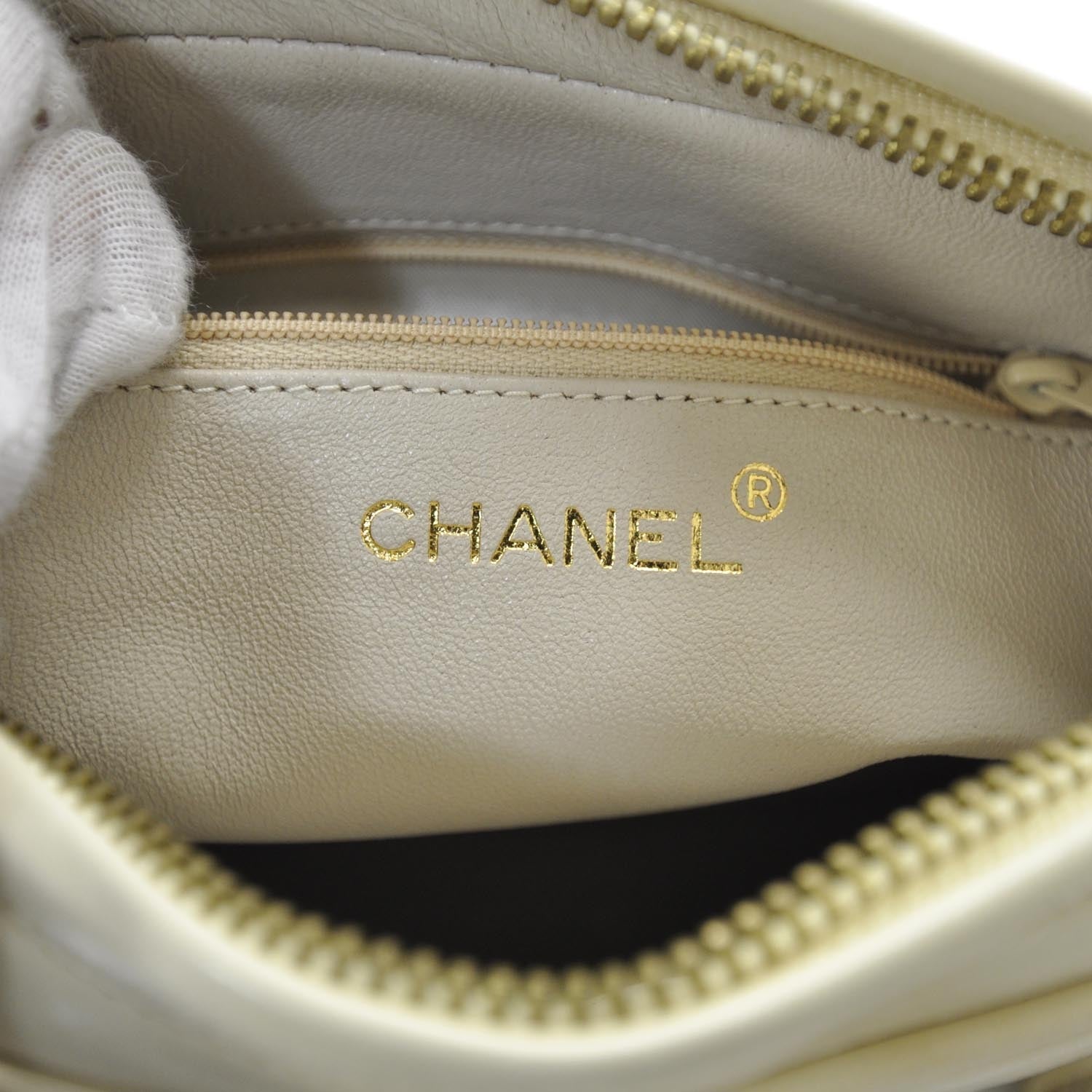 Chanel Lambskin Chevron Tassel Camera Case Beige 7 of 9