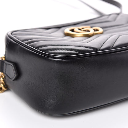 Gucci Calfskin Matelasse Small GG Marmont Chain Shoulder Bag Black 8 of 11