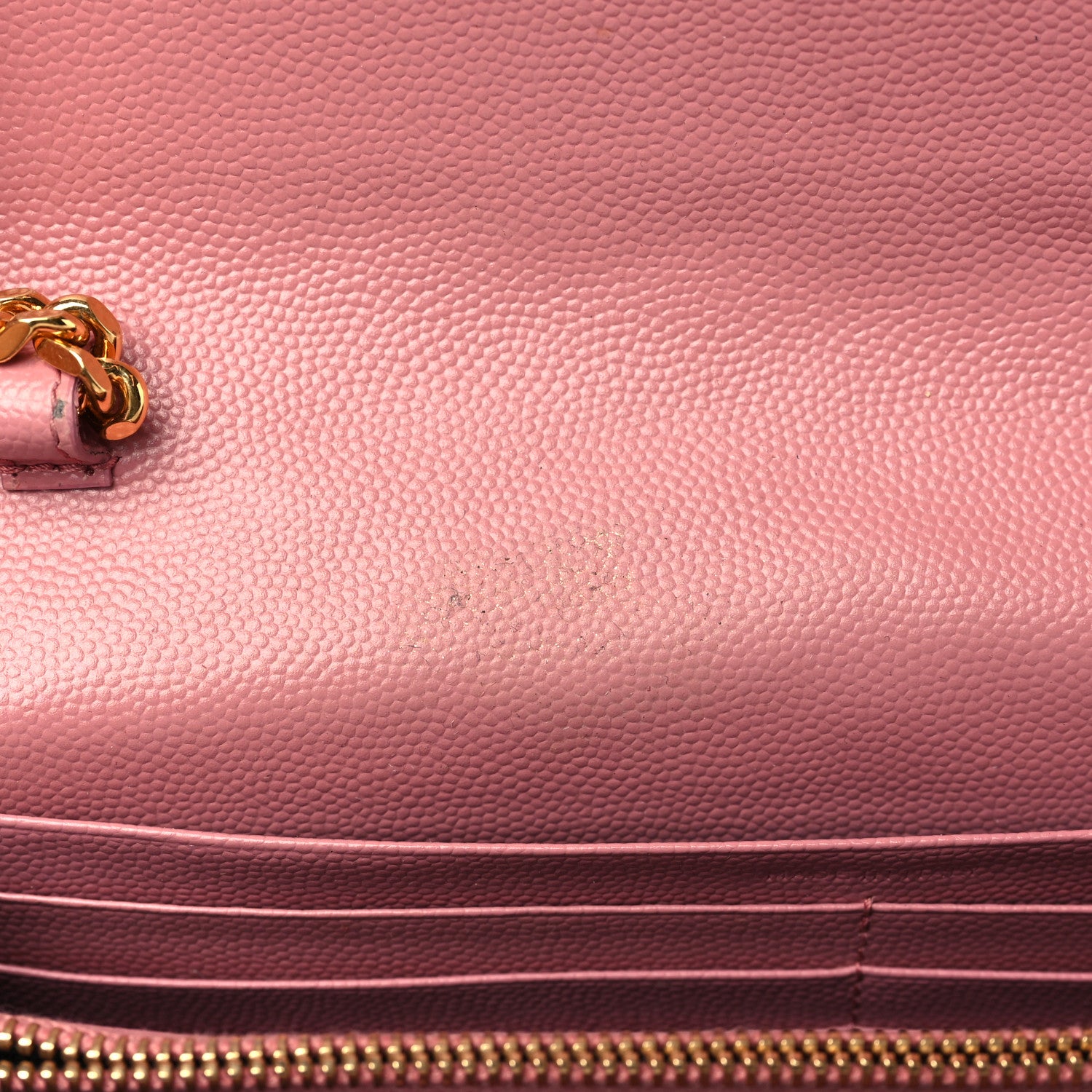 Saint Laurent Grain De Poudre Matelasse Chevron Monogram Chain Wallet Indian Pink 6 of 8