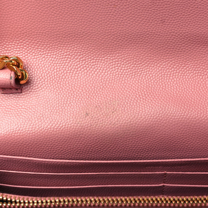 Saint Laurent Grain De Poudre Matelasse Chevron Monogram Chain Wallet Indian Pink 6 of 8