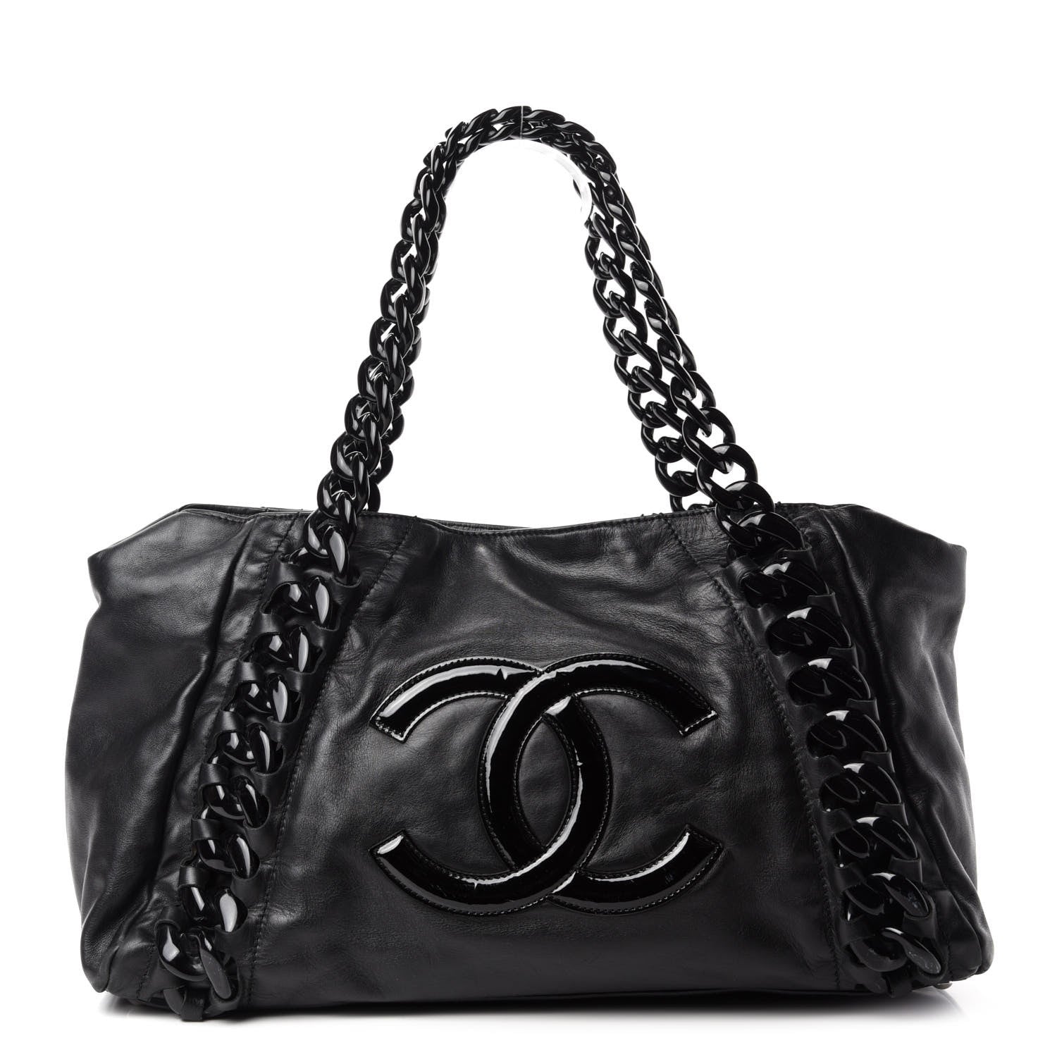 Chanel Calfskin Modern Chain Rhodoid East West Tote Black 1 of 10