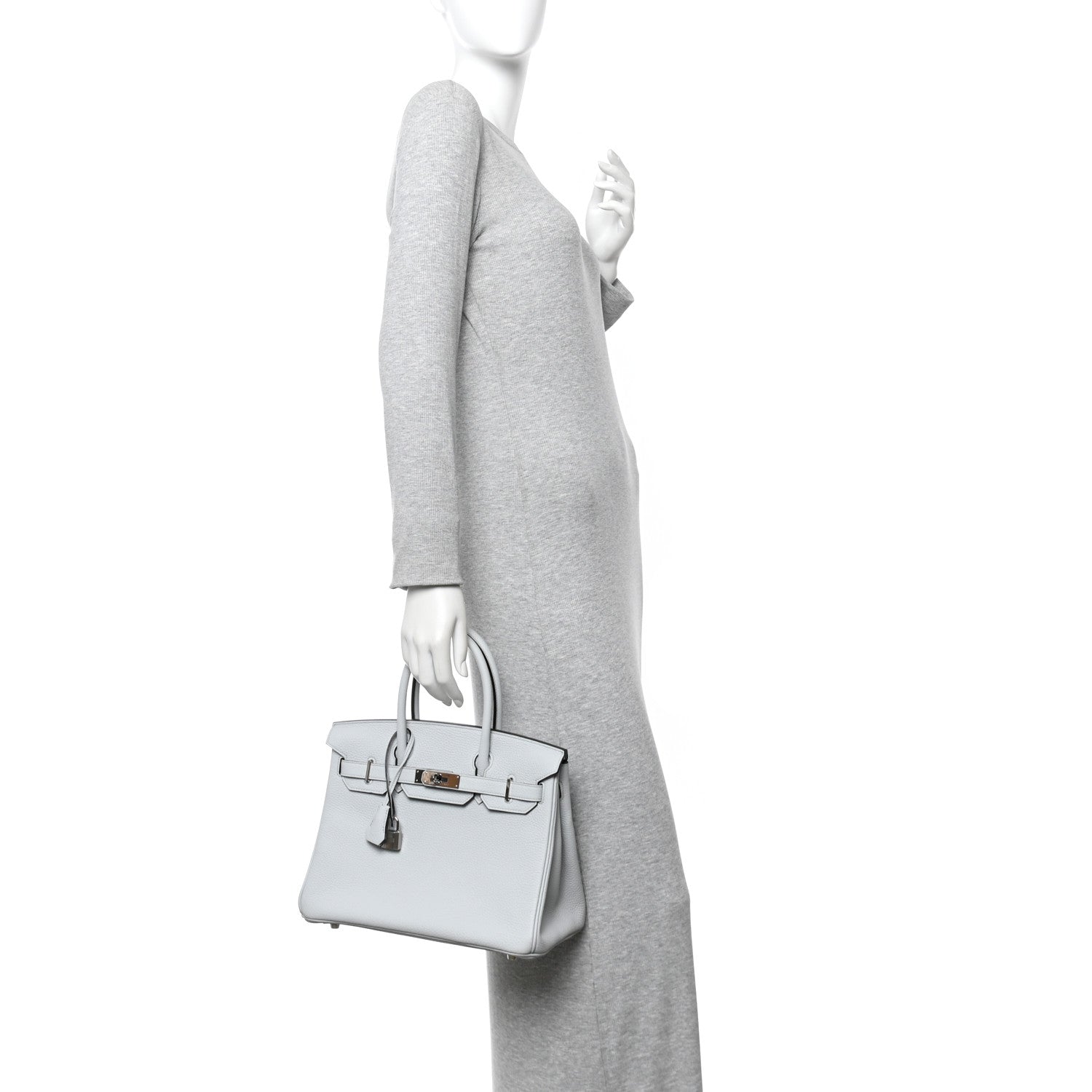Hermes Taurillon Clemence Birkin 30 Bleu Pale 2 of 11