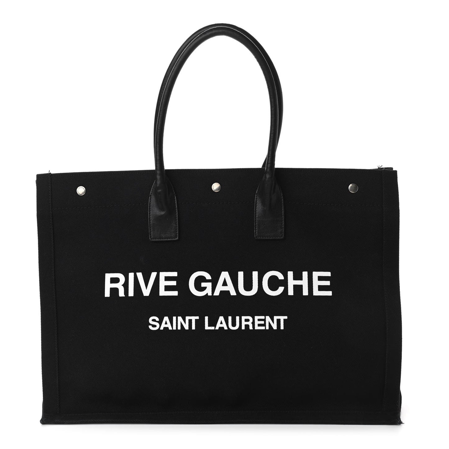 Linen Calfskin Rive Gauche Tote Black
