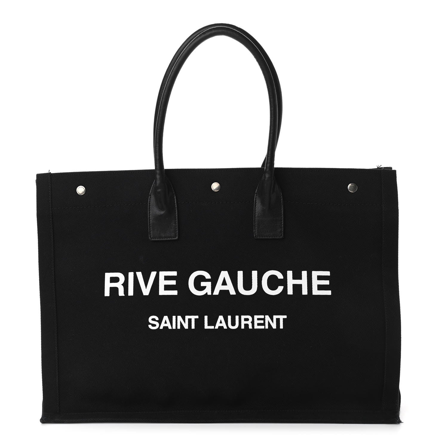 Saint Laurent Linen Calfskin Rive Gauche Tote Black 1 of 12
