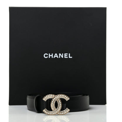Chanel Calfskin Pearl Crystal Queen of France CC Belt 85 34 Black 7 of 7