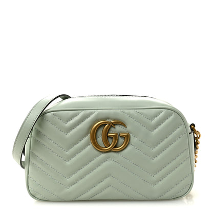 Gucci Calfskin Matelasse Small GG Marmont Chain Shoulder Bag Salvy Green 1 of 10
