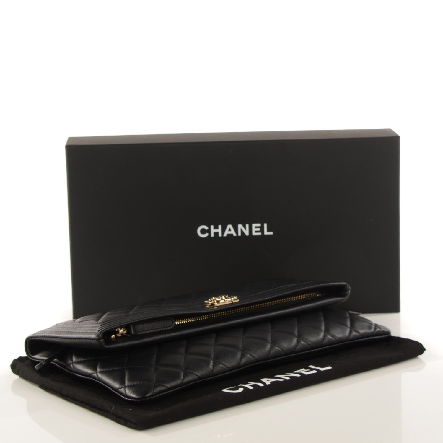 Chanel Lambskin Quilted Beauty CC Boy Clutch Black 4 of 7