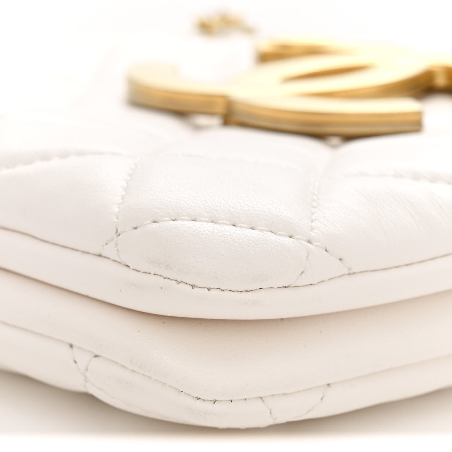 Chanel Lambskin Quilted Giant CC Shoulder Bag White 10 of 10