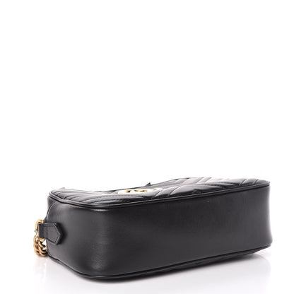 Gucci Calfskin Matelasse Small GG Marmont Chain Shoulder Bag Black 4 of 10