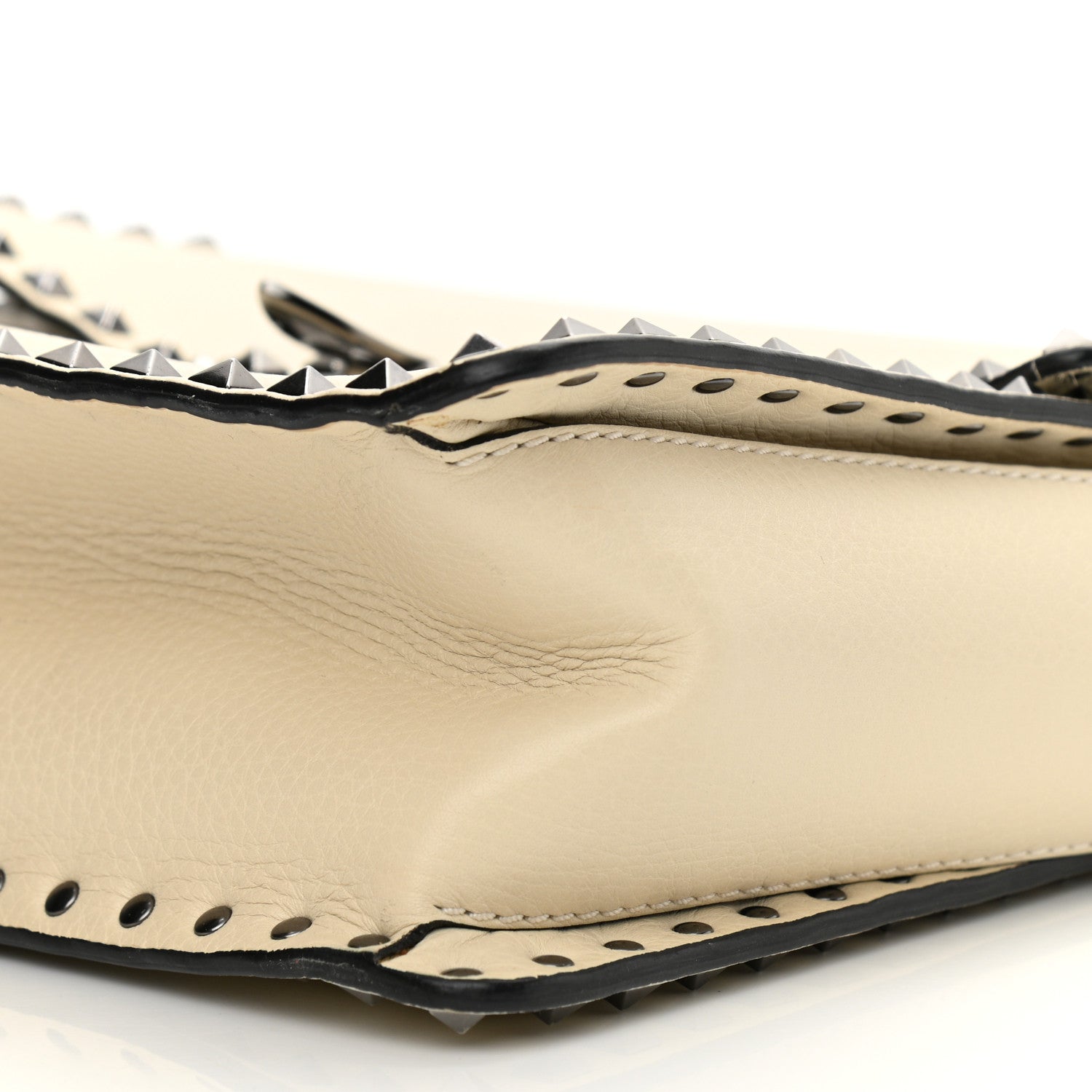 Valentino Garavani Grained Calfskin Rockstud Top Handle Flap Shoulder Bag Light Ivory 9 of 10