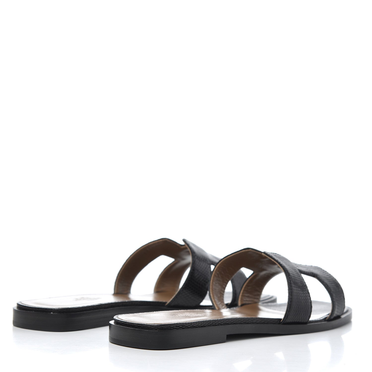 Hermes Lizard Oran Sandals 37.5 Black 4 of 13
