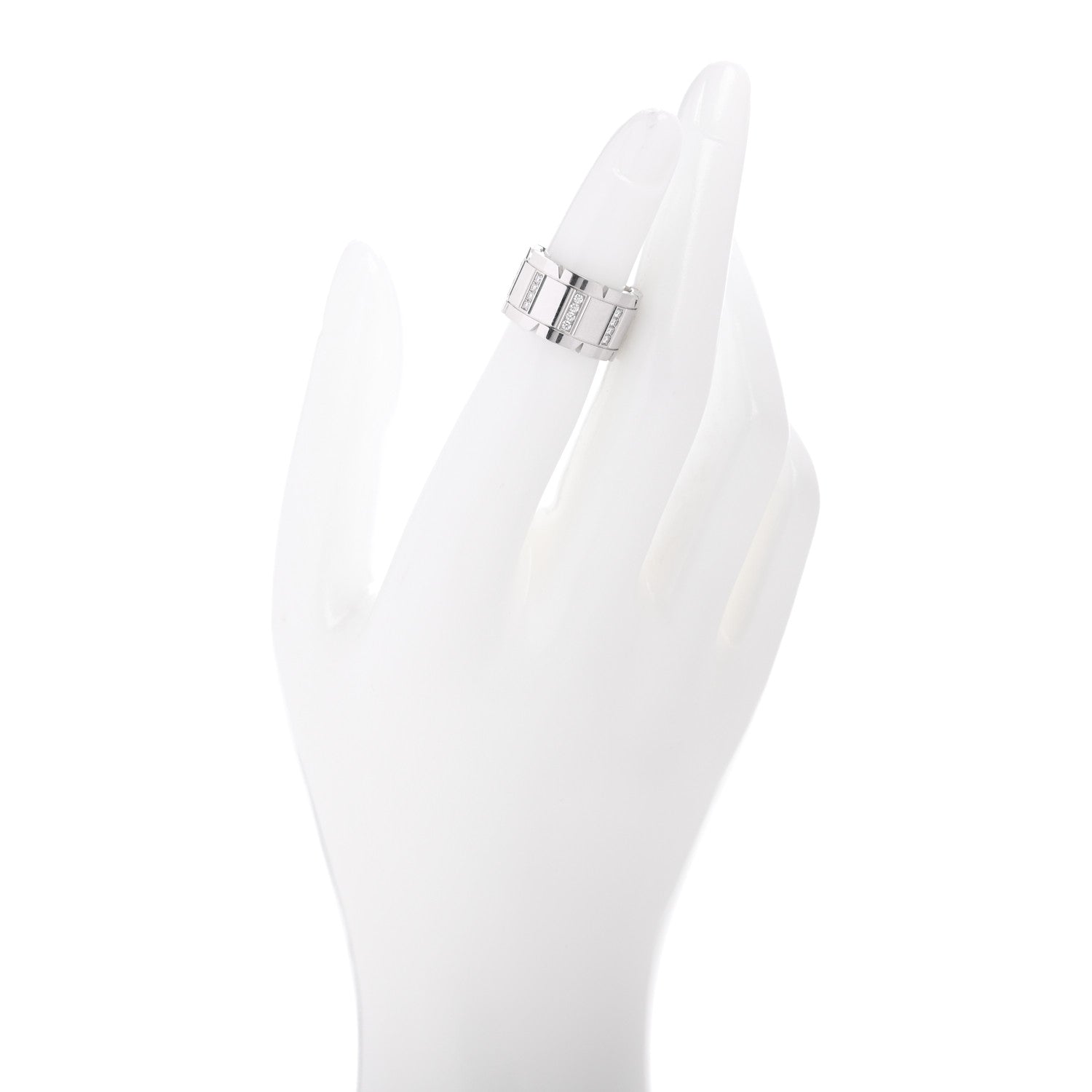 Cartier 18K White Gold Diamond 11mm Tank Francaise Ring 47 4 2 of 4