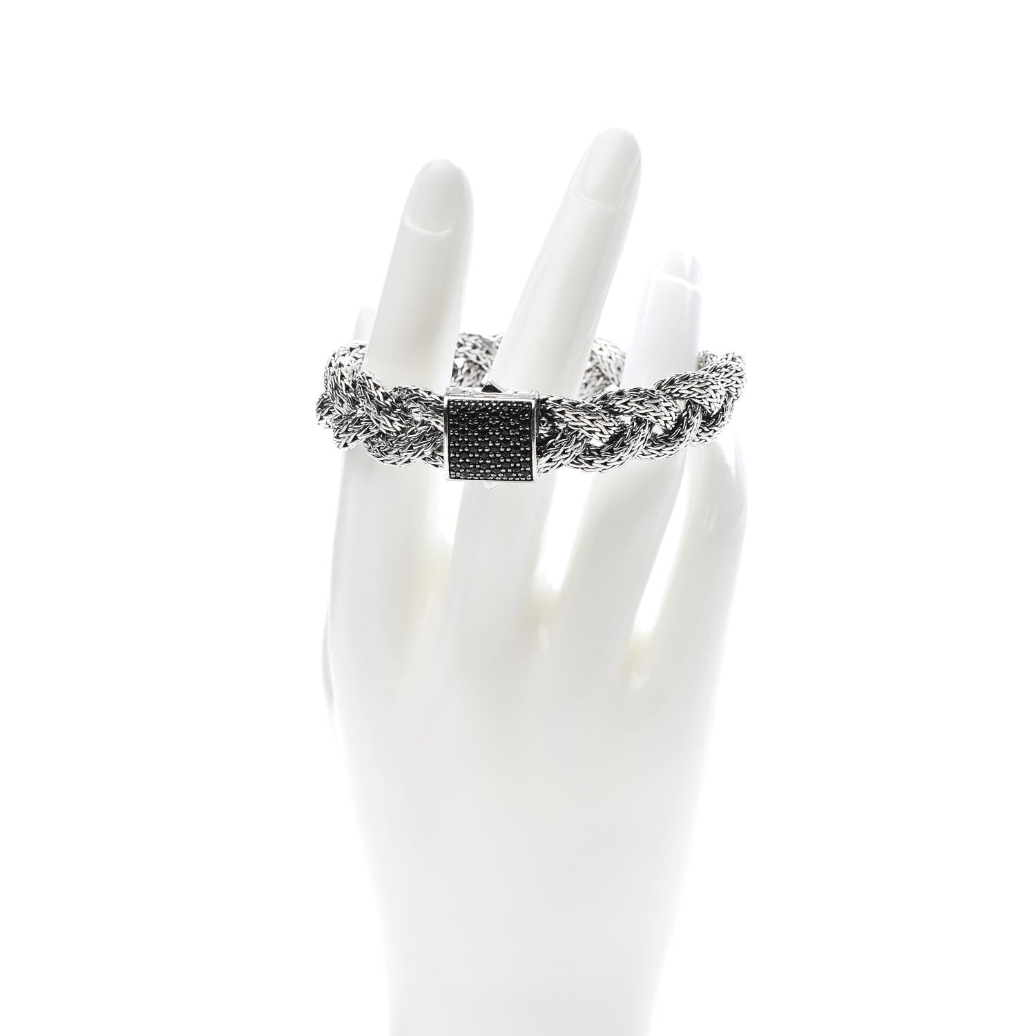 John Hardy Sterling Silver Black Sapphire 15mm Braided Classic Chain Bracelet 2 of 5