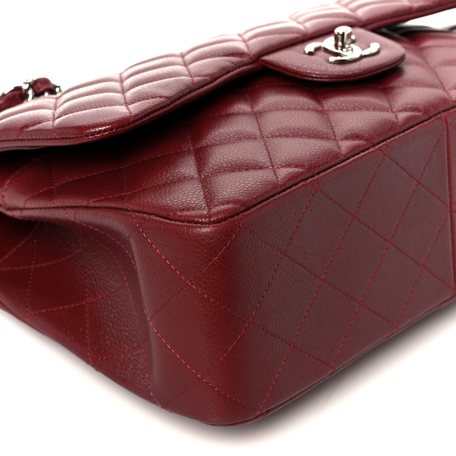 Chanel Caviar Quilted Jumbo Double Flap Dark Red 10 of 11