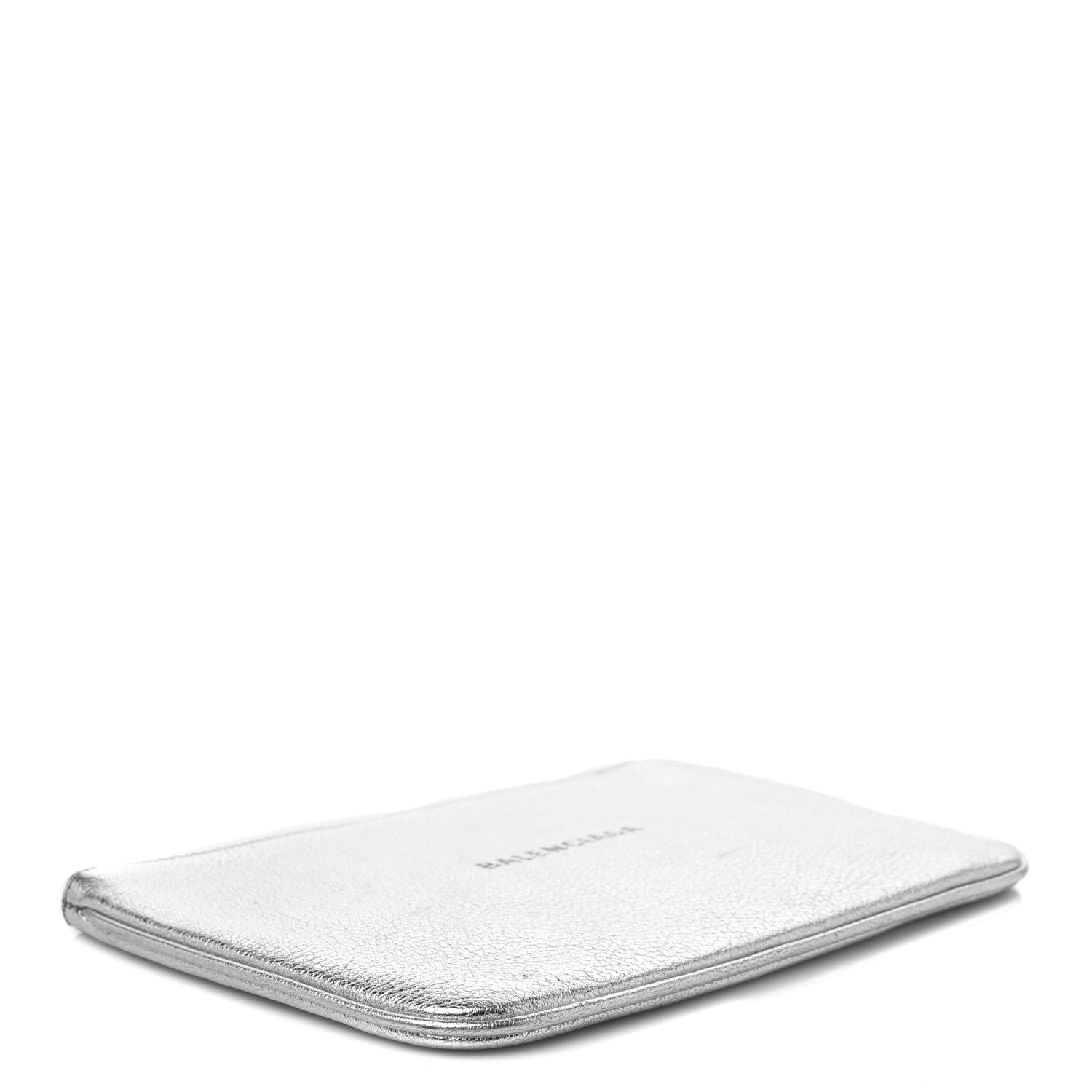 Balenciaga Metallic Goatskin Logo Large Everyday Zip Pouch Argent Black 4 of 10