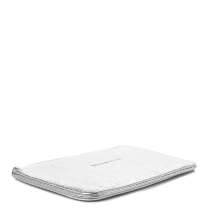 Balenciaga Metallic Goatskin Logo Large Everyday Zip Pouch Argent Black 4 of 10