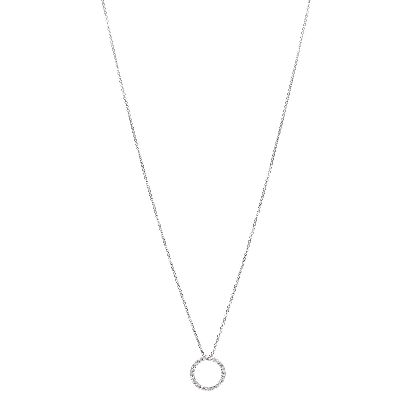 18K White Gold Diamond Small Tiny Treasures Circle Pendant Necklace