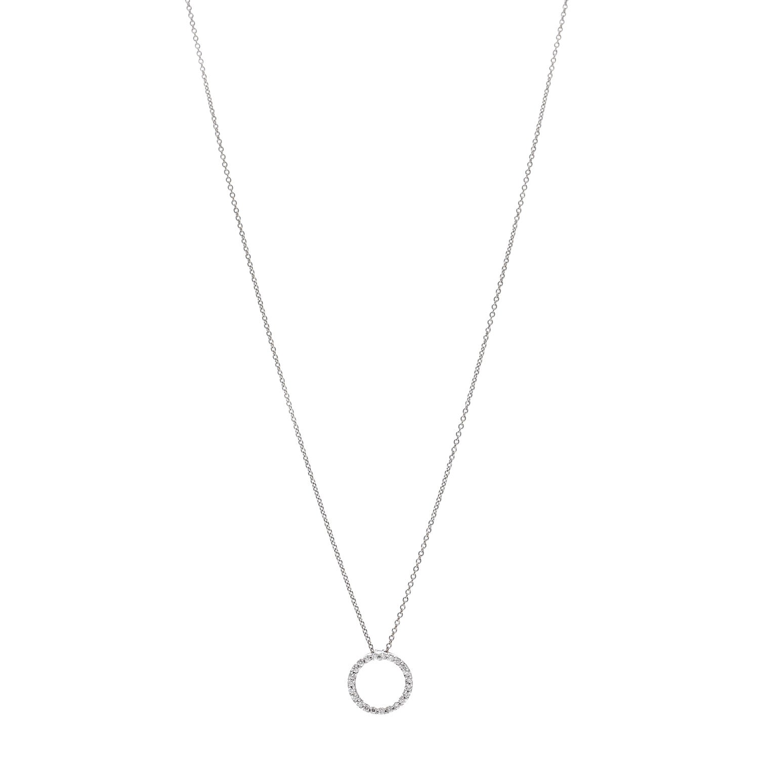Roberto Coin 18K White Gold Diamond Small Tiny Treasures Circle Pendant Necklace 1 of 6