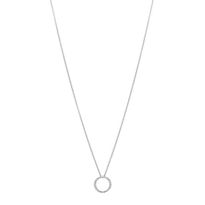 Roberto Coin 18K White Gold Diamond Small Tiny Treasures Circle Pendant Necklace 1 of 6