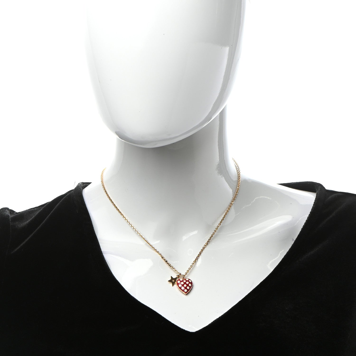 Christian Dior Metal Dioramour Necklace Gold Red 2 of 5