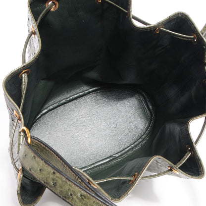 Hermes Ostrich Market Drawstring Bag 25 Vert Olive 5 of 10