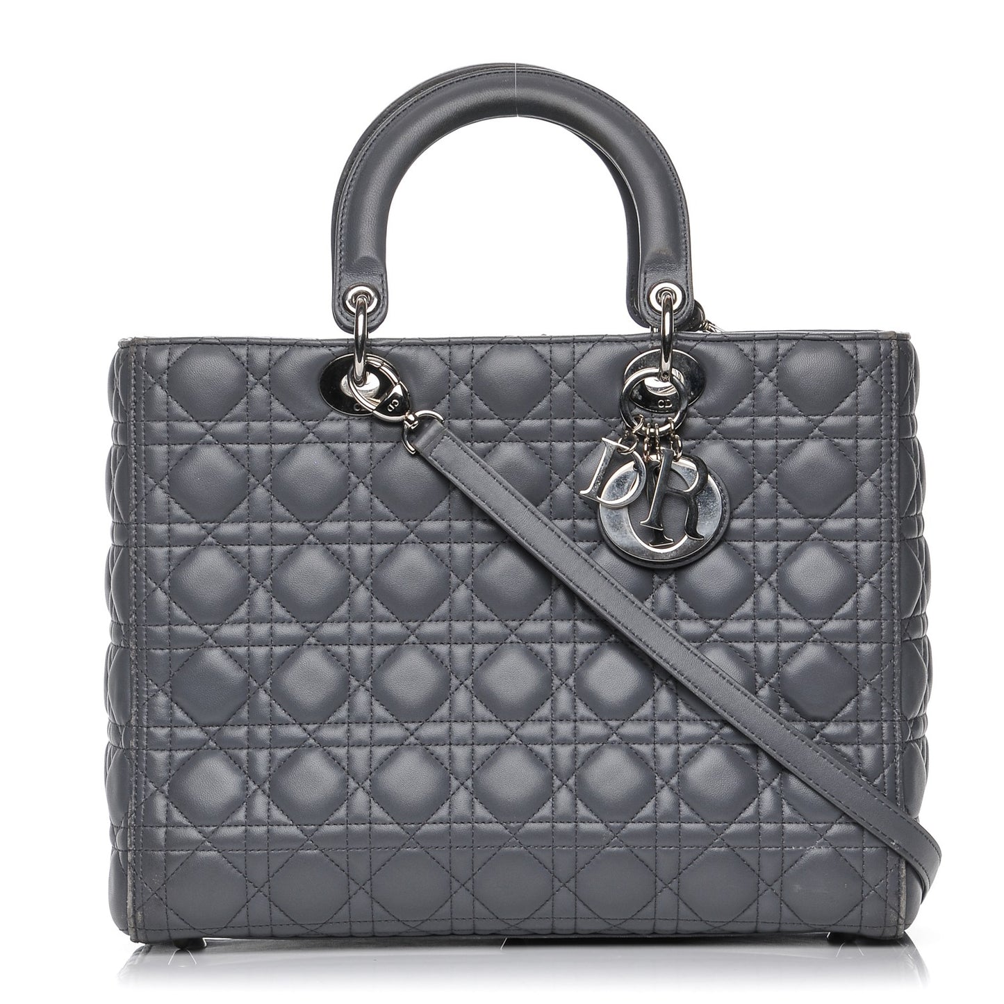 Lambskin Cannage Large Lady Dior Grey
