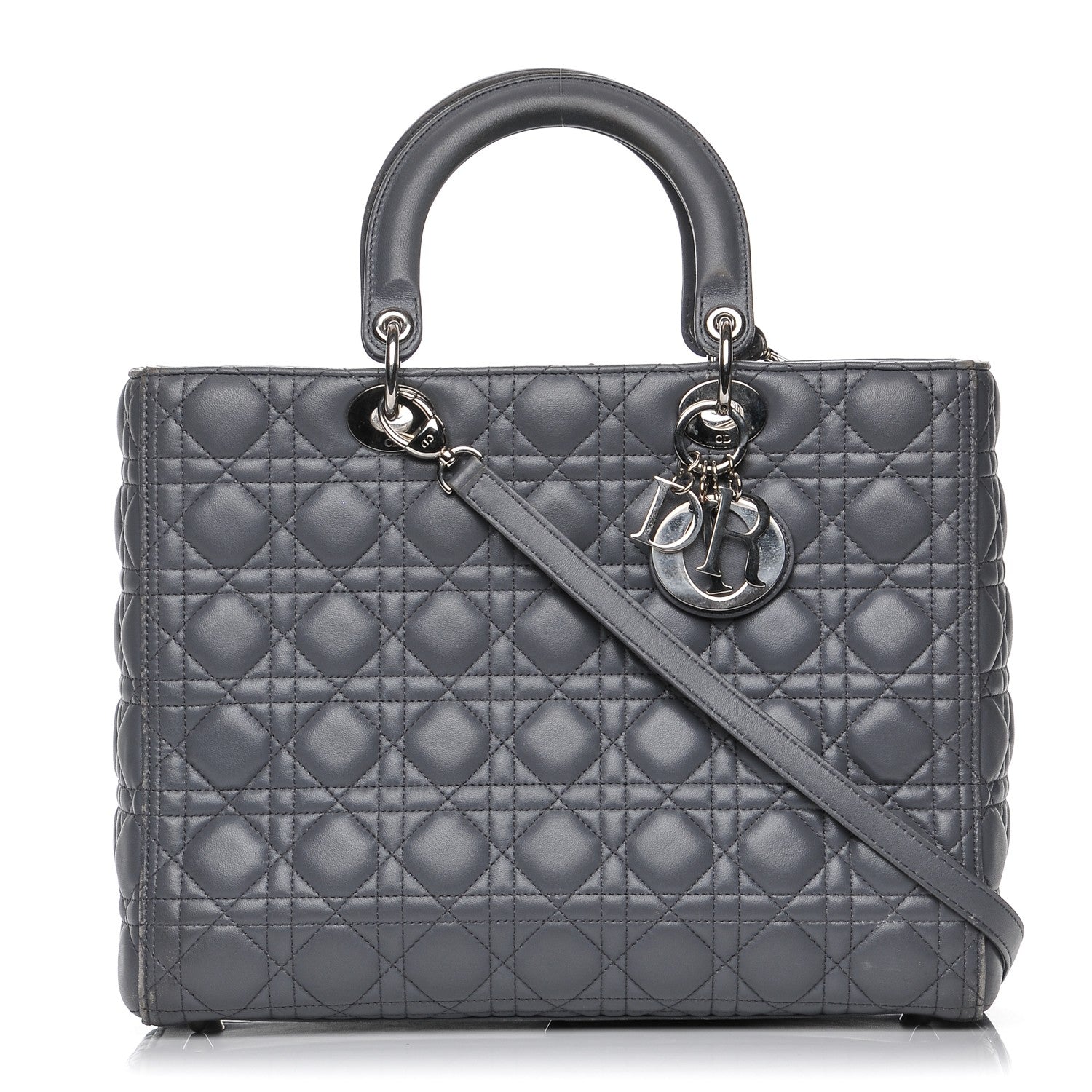 Christian Dior Lambskin Cannage Large Lady Dior Grey 1 of 20