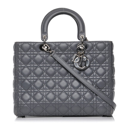 Christian Dior Lambskin Cannage Large Lady Dior Grey 1 of 20
