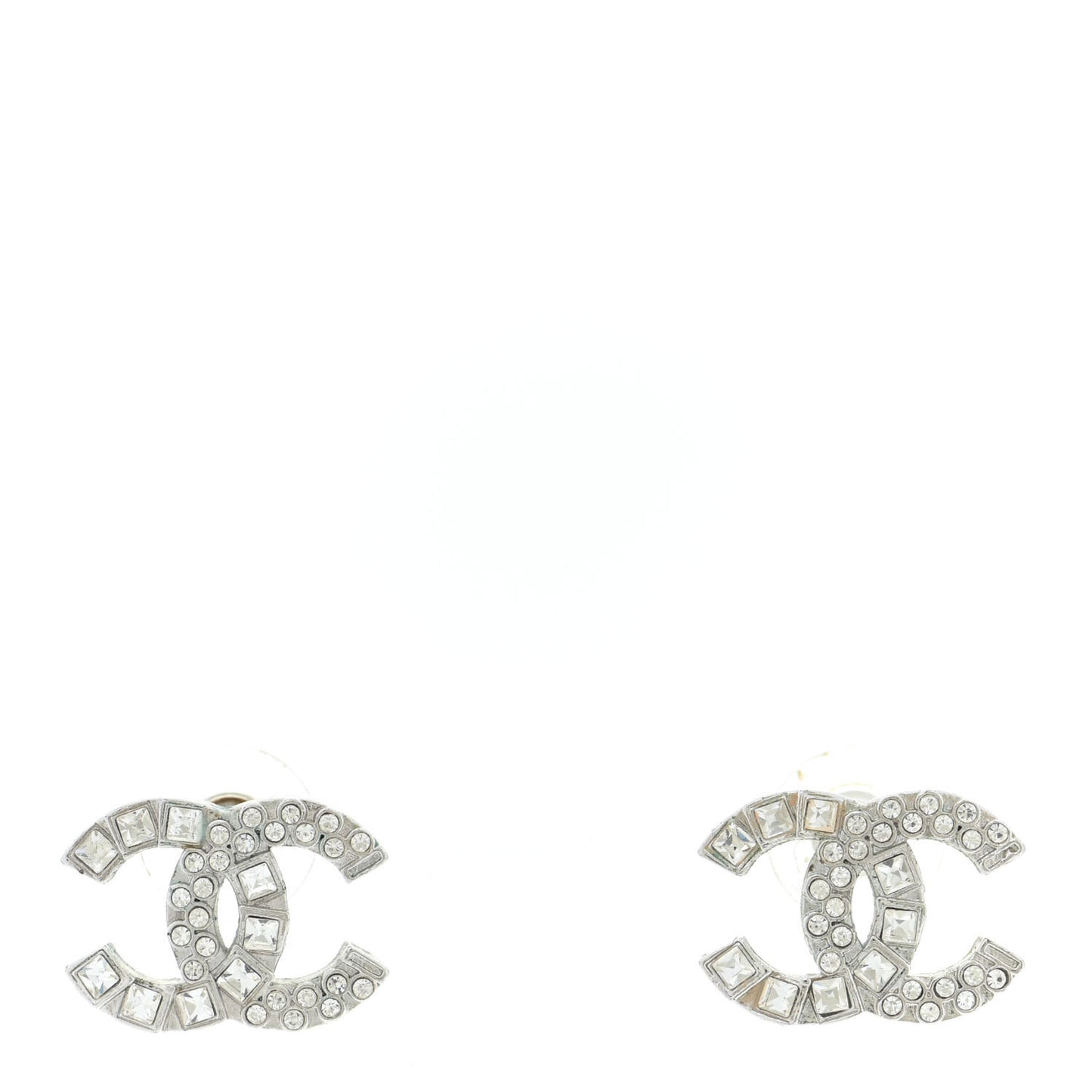 Baguette Crystal CC Earrings Silver