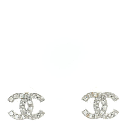 Chanel Baguette Crystal CC Earrings Silver 1 of 9