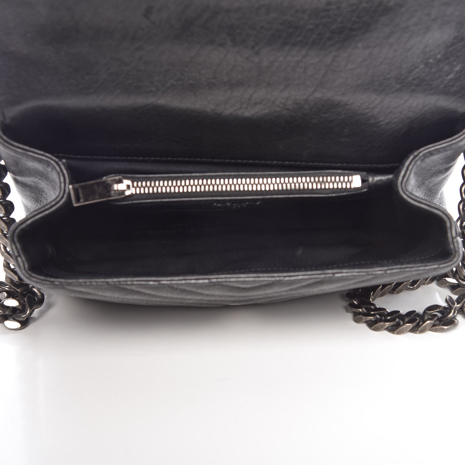 Saint Laurent Sheepskin Matelasse Chevron Monogram Medium College Bag Black 5 of 14