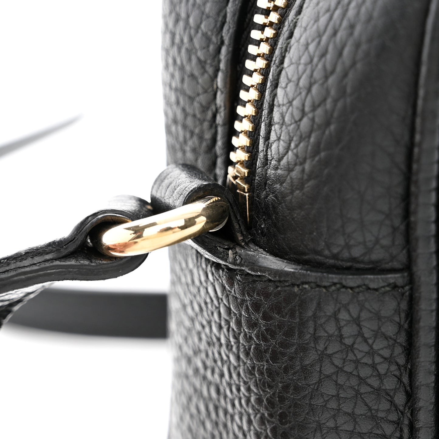 Pebbled Calfskin Small Soho Disco Bag Black