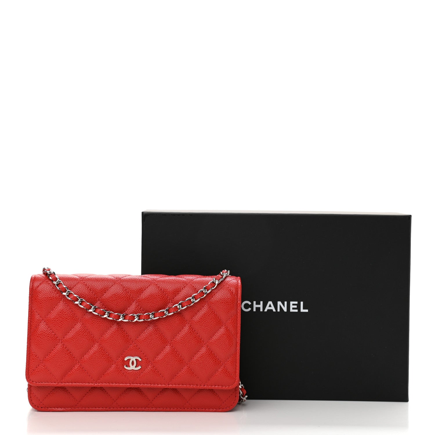 Chanel Caviar Quilted Wallet On Chain WOC Red 12 of 12