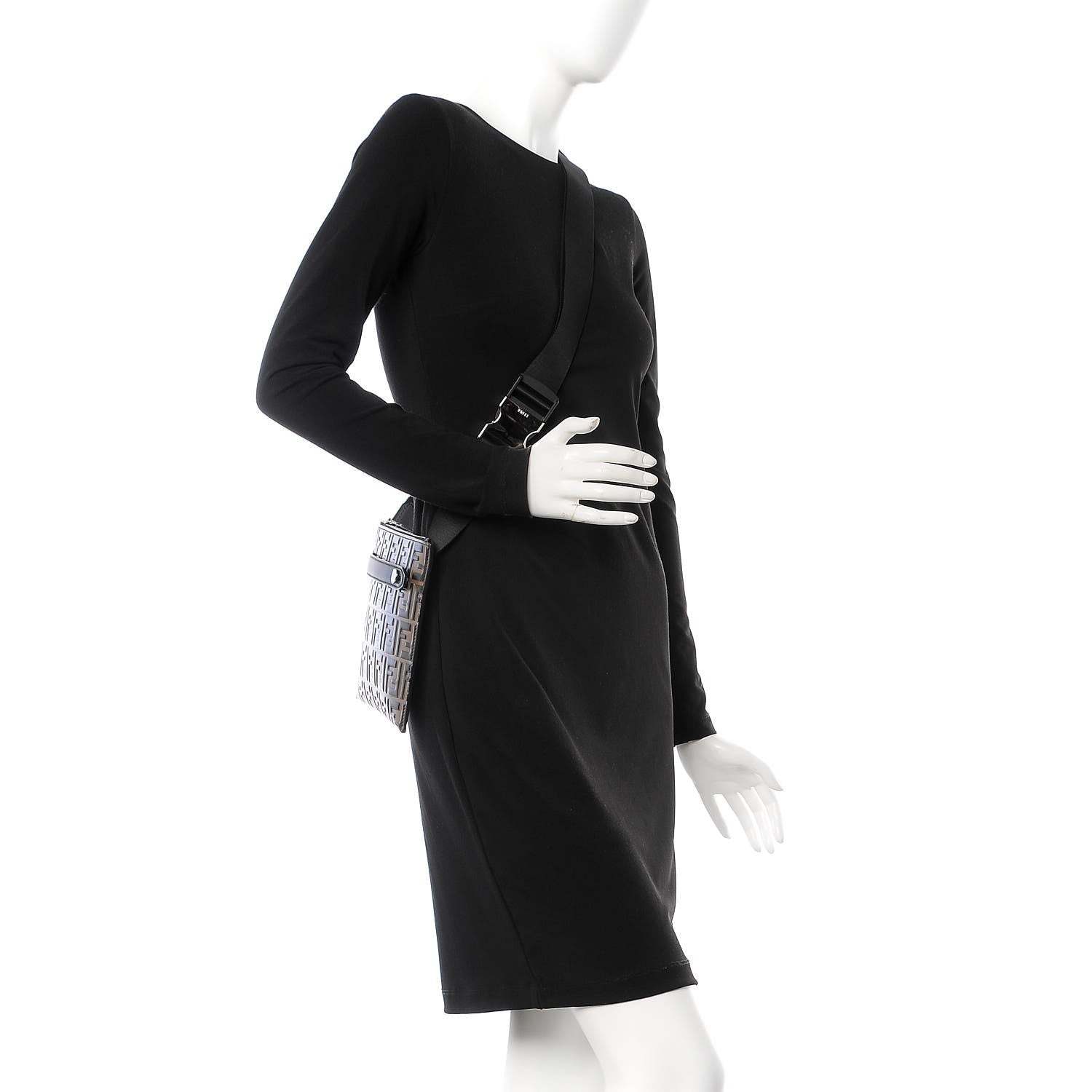 Fendi Vitello Century Bi-Color FF 1974 Embossed Messenger Maya Black 2 of 7