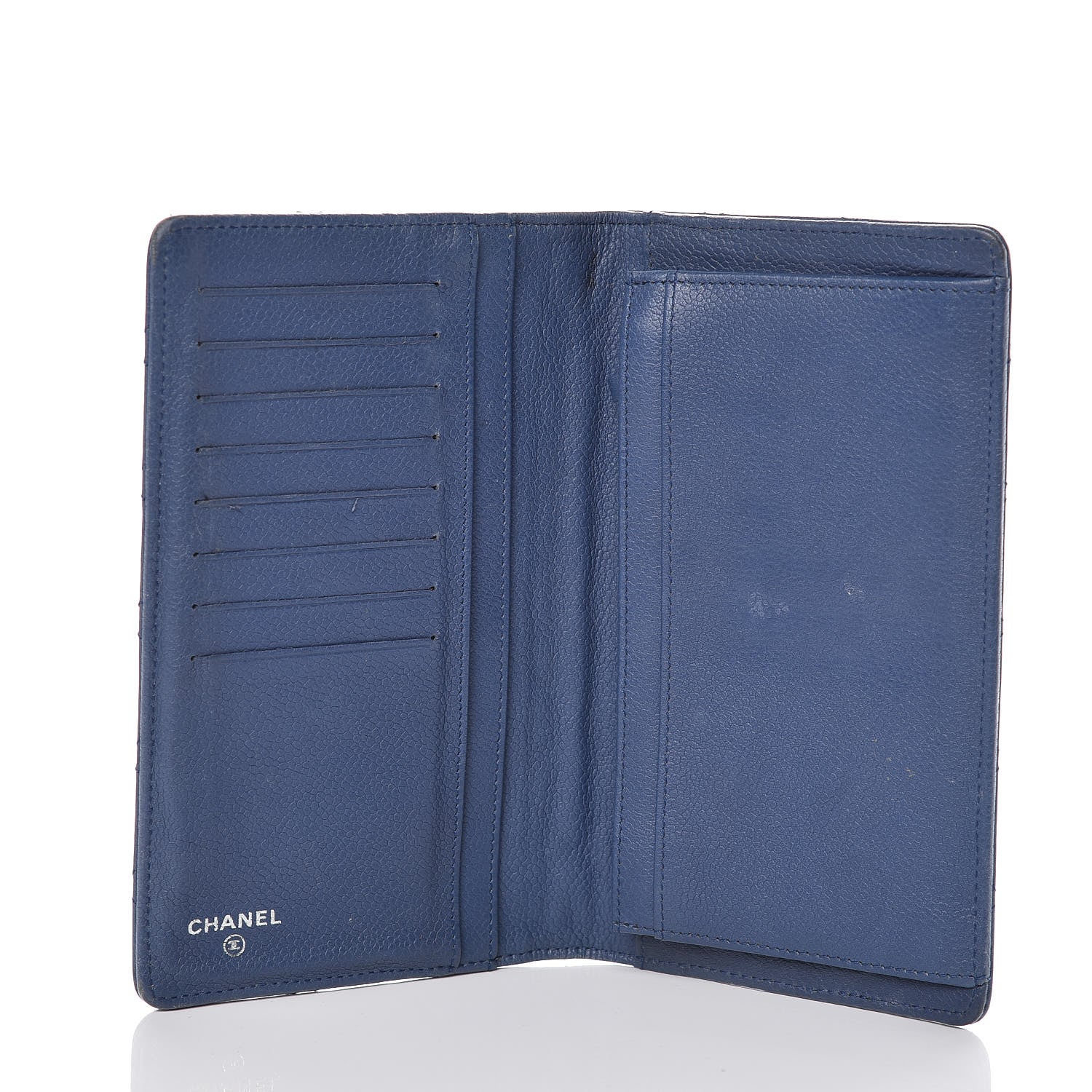 Chanel Caviar Quilted Yen Wallet Blue 7 of 10