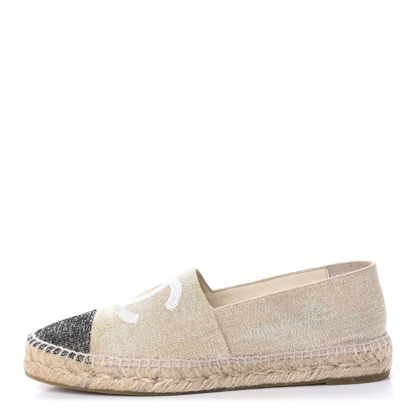 Toile Sequin CC Espadrilles 41 Beige Black