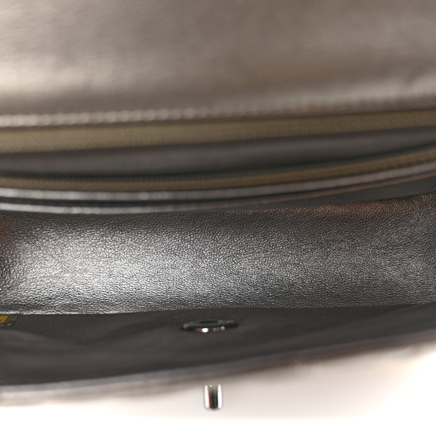 Metallic Lambskin Quilted Mini Rectangular Flap Ruthenium