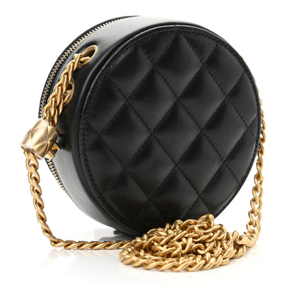 Chanel Lambskin Quilted Pillow Crush Round Clutch With Chain Black 3 of 11