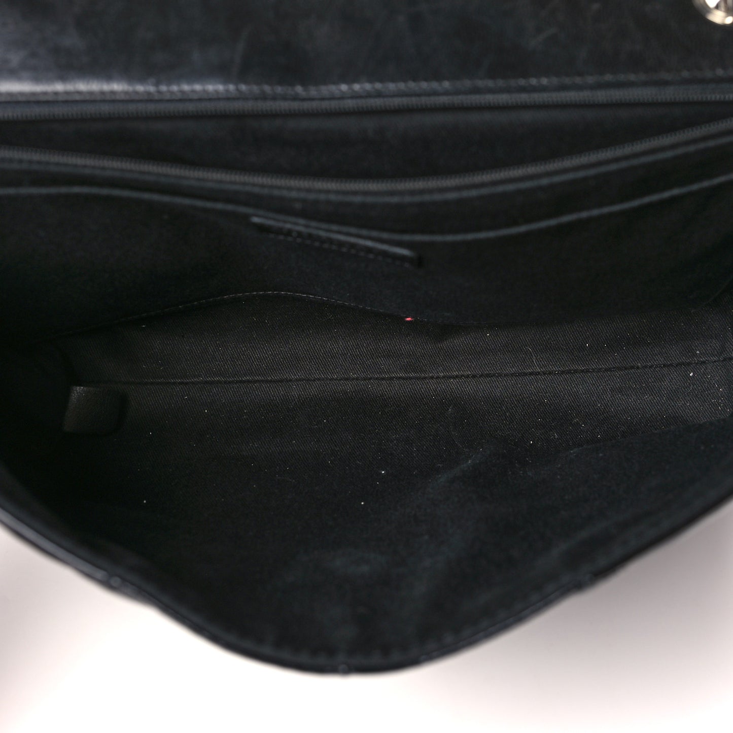 Vinyl Quilted In the Business Flap Bag Black