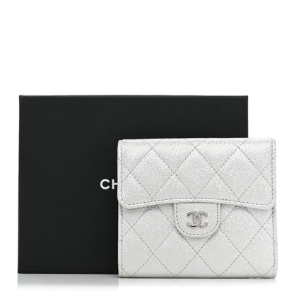 Chanel Metallic Caviar Quilted Compact Flap Wallet Silver 16 of 16