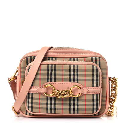 Burberry Smooth Calfskin 1983 Knight Check Link Camera Bag Peach 1 of 9