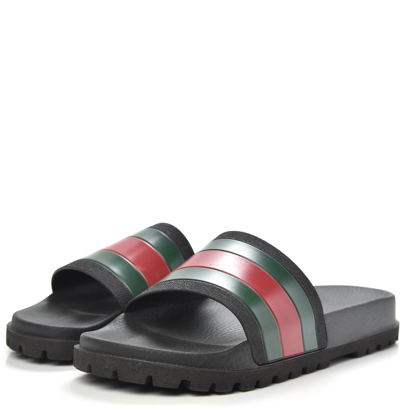 Rubber Web Mens Lug Sole Slide Sandals 12 Black Green Red
