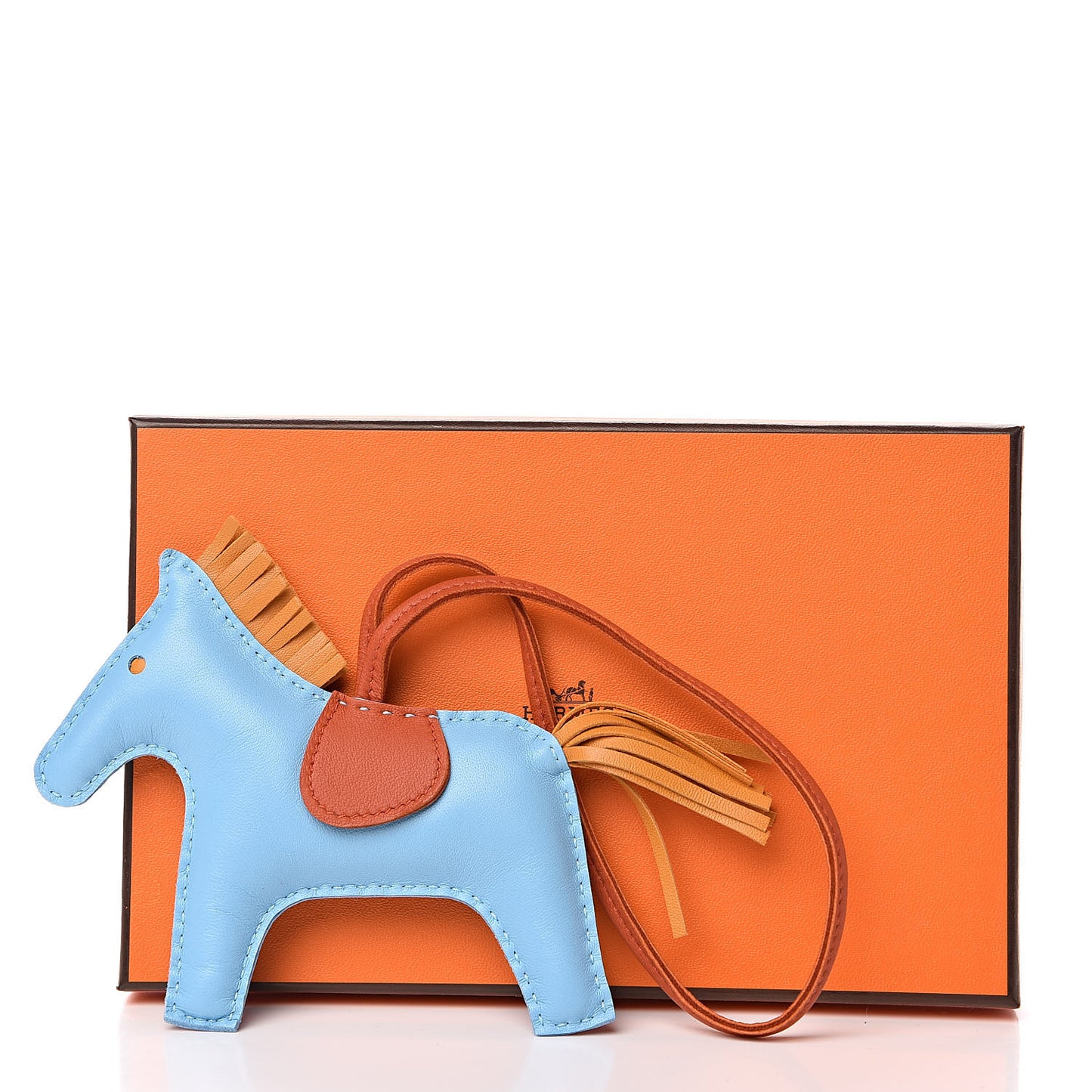Milo Lambskin Grigri Rodeo Horse Bag Charm MM Celeste Naturel Bouton D'Or Cornaline