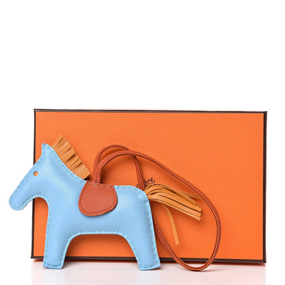 Hermes Milo Lambskin Grigri Rodeo Horse Bag Charm MM Celeste Naturel Bouton D'Or Cornaline 4 of 4